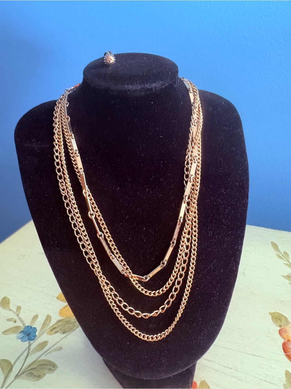 Coro Multi-Layer Gold Tone Chain Necklace